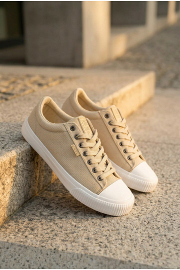 Heren lage vrijetijdsschoenen zandkleur