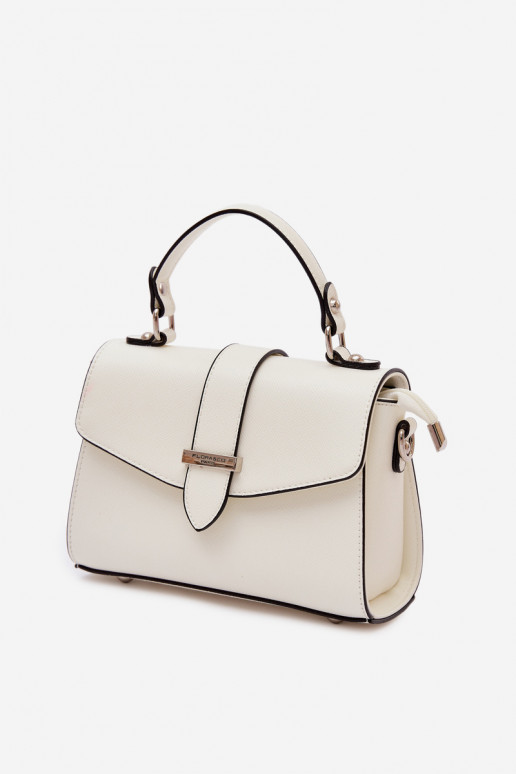 Handtas Postbode met decoratieve strepen ivoor Belveta