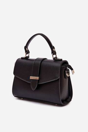 Zwarte postbode tas met decoratieve bandjes Belveta 2