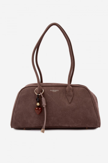 van eco-suèdeoIna HandtasBrelokiem Donkerbeige Noelia