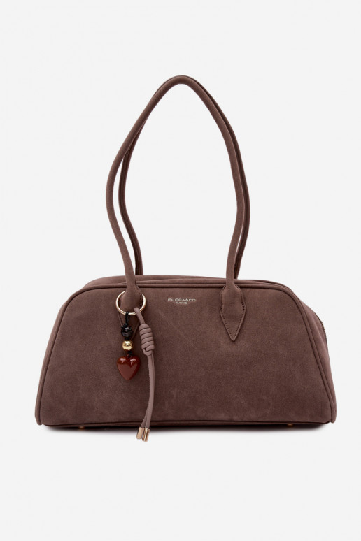 van eco-suèdeoIna HandtasBrelokiem Donkerbeige Noelia