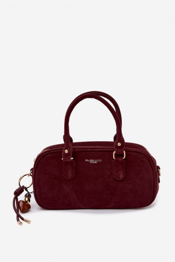 Bordeaux koffer-type tas van kunstsuède Annelle
