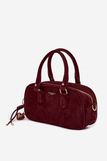 Bordeaux koffer-type tas van kunstsuède Annelle 2
