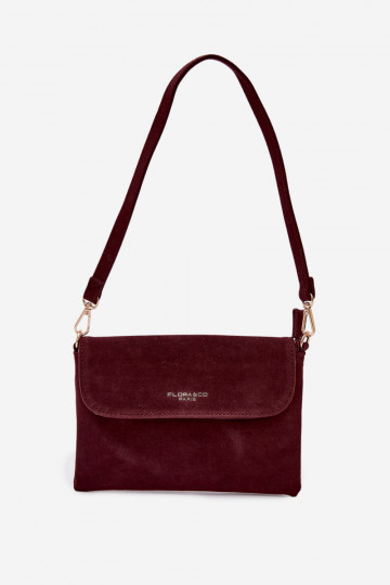 Kleine tas van kunstsuède in bordeaux kleur Lucelle