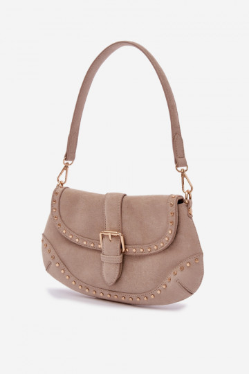 Tas met studs van kunstsuède in heldere zandkleur Clarielle 2