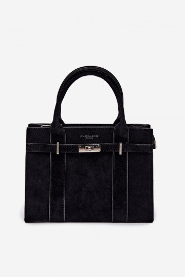 Koffer-type tas van kunstsuède in zwart Noressa