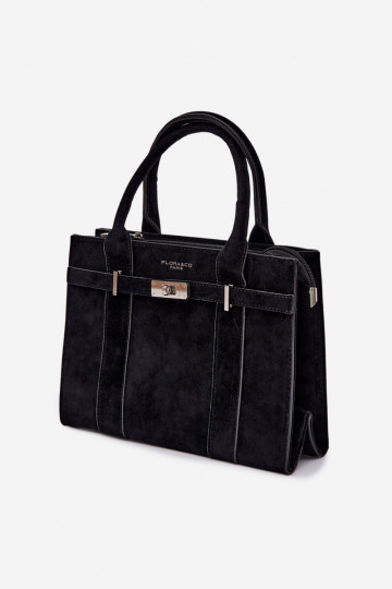 Koffer-type tas van kunstsuède in zwart Noressa 2