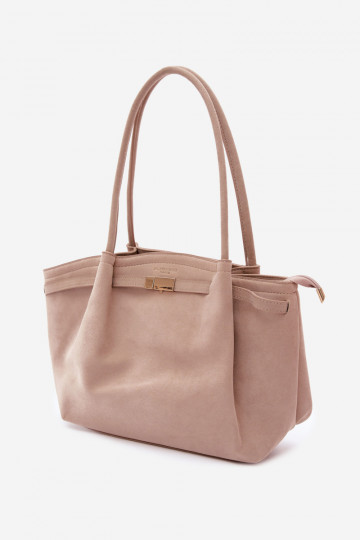 Koop-type tas van kunstsuède in ivoorkleur Elleea