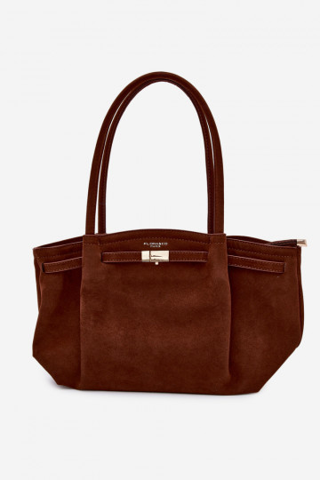 Elleea shopper tas in kunstsuède bruin