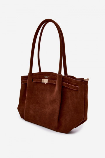 Elleea shopper tas in kunstsuède bruin 2