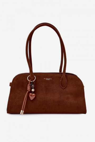 HandtasBrelokiem I met gespenmi van eco-suèdeoIna bruine kleur Violette