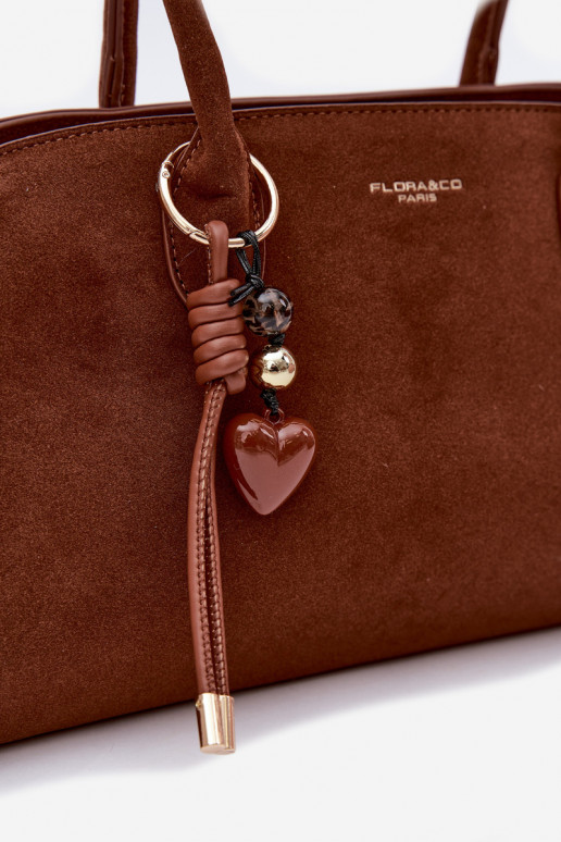 HandtasBrelokiem I met gespenmi van eco-suèdeoIna bruine kleur Violette