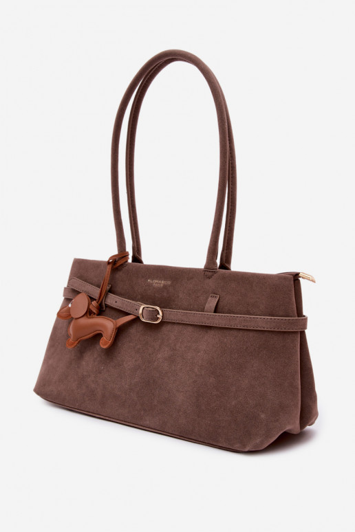 HandtasImitacji van suèdeu ZaInieszka Jamnik Donkerbeige Noellea