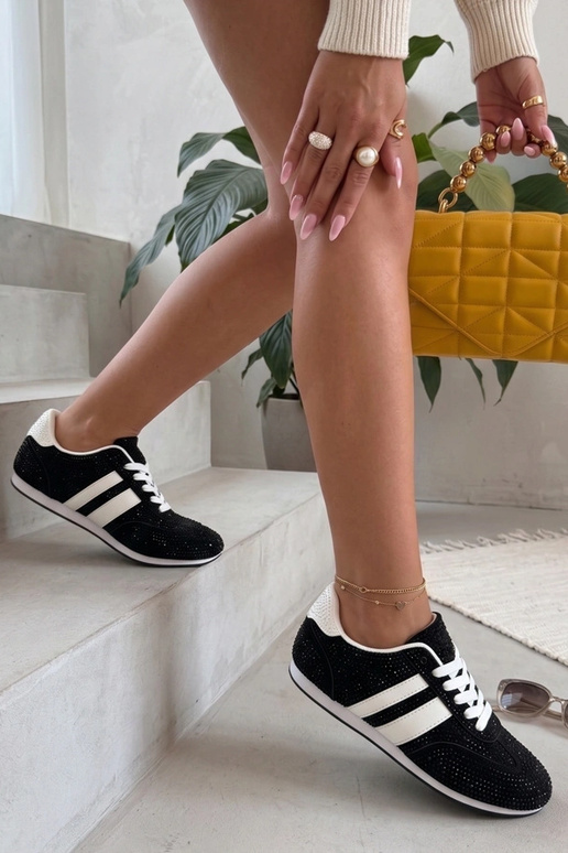 Zwarte sneakers met rhinestones Sybilla