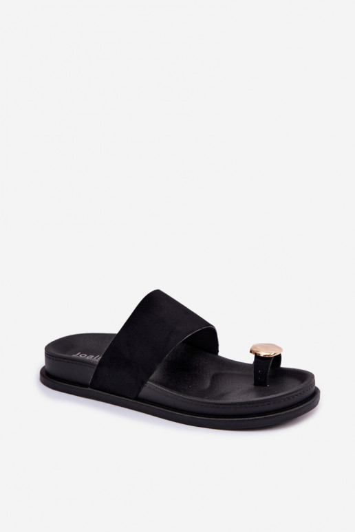 Zwarte dames slippers met gouden details Felinae