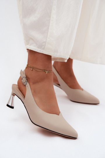 Zandkleurige dames sandalen met hakken Vinceza 66922 2