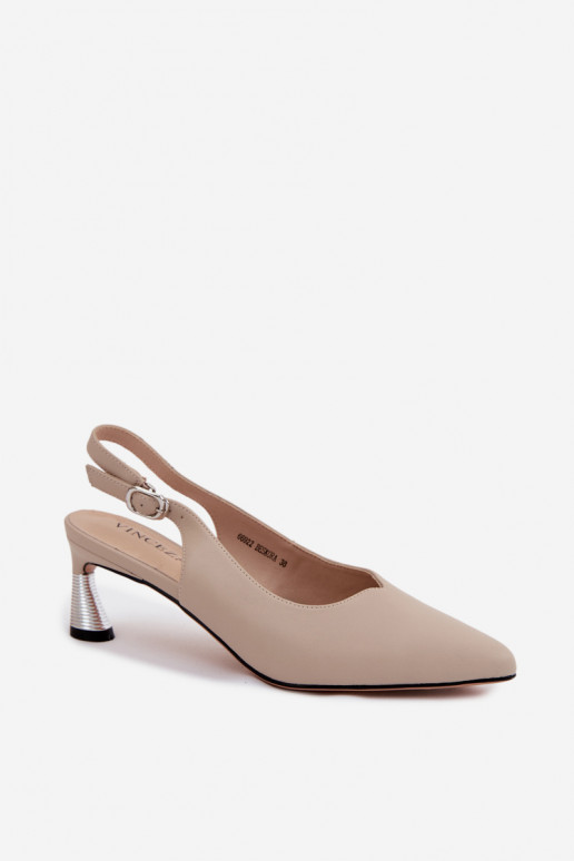 Zandkleurige dames sandalen met hakken Vinceza 66922