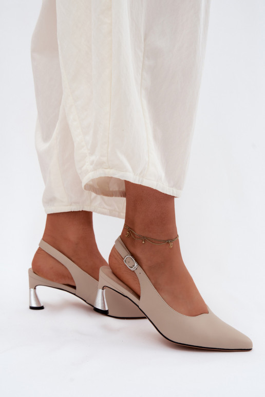 Zandkleurige dames sandalen met hakken Vinceza 66922