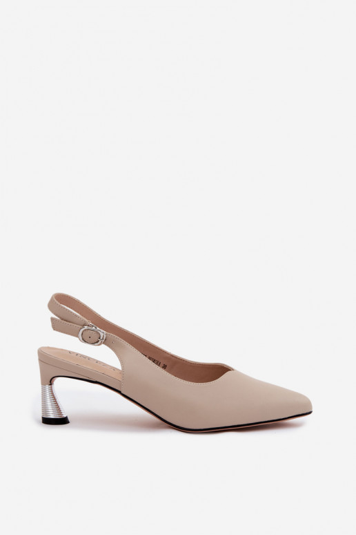 Zandkleurige dames sandalen met hakken Vinceza 66922
