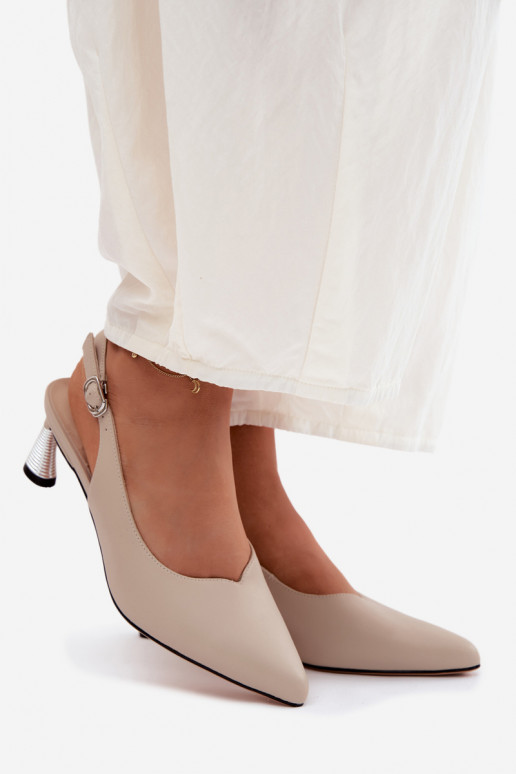 Zandkleurige dames sandalen met hakken Vinceza 66922