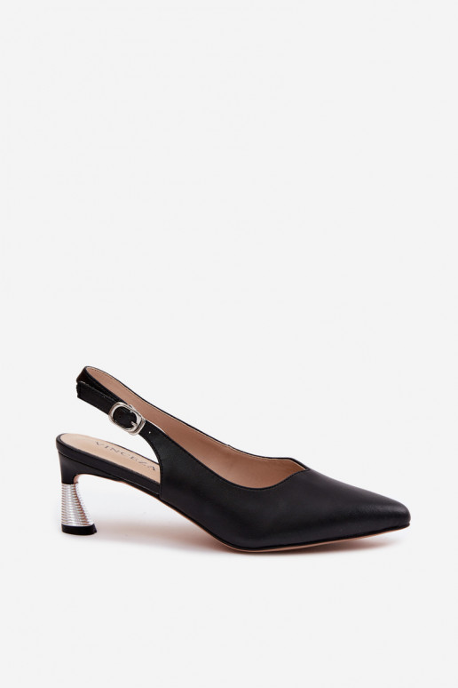 Zwarte dames sandalen met hakken Vinceza 66922
