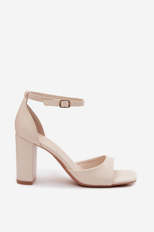 Ivoor kleurige dames hoge hakken sandalen van faux leer Melvra