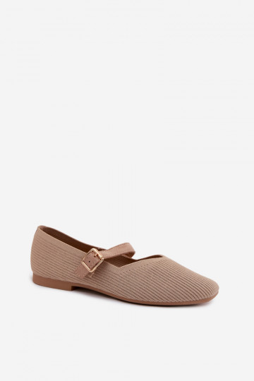 BallerinasGestreepte schoenengo Het heeftteriaalu Pasek met gespen beige Calvra 2