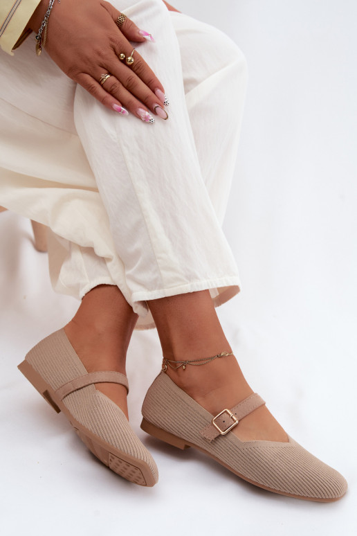 BallerinasGestreepte schoenengo Het heeftteriaalu Pasek met gespen beige Calvra