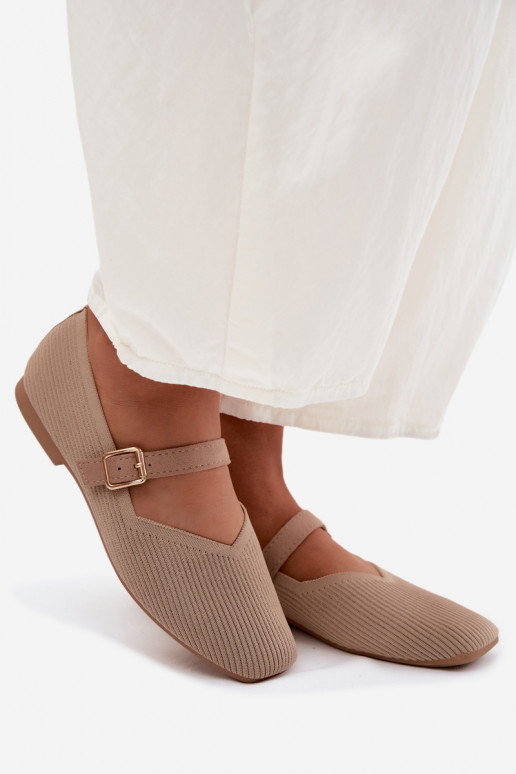 BallerinasGestreepte schoenengo Het heeftteriaalu Pasek met gespen beige Calvra