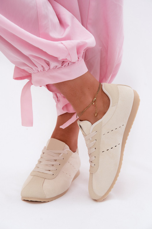 Ivoor kleurige dames sneakers van faux suede Melvelin