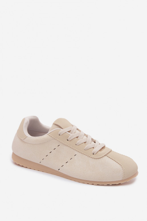 Ivoor kleurige dames sneakers van faux suede Melvelin