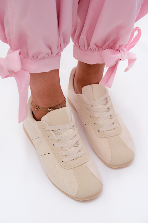 Ivoor kleurige dames sneakers van faux suede Melvelin