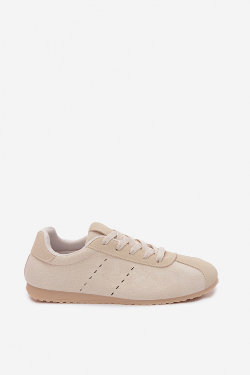 Ivoor kleurige dames sneakers van faux suede Melvelin