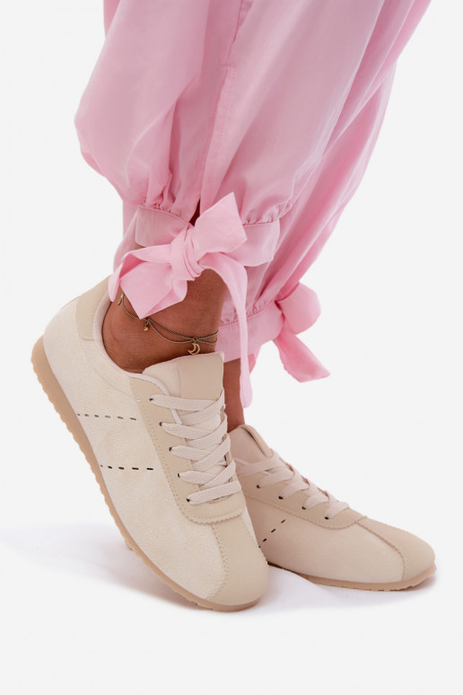 Ivoor kleurige dames sneakers van faux suede Melvelin