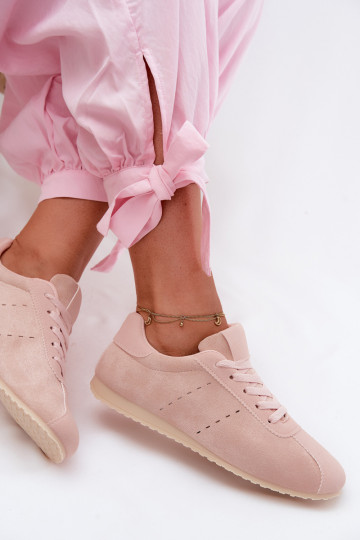 Roze dames sneakers van faux suede Melvelin