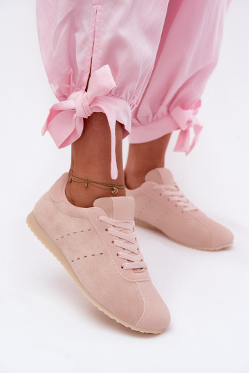 Roze dames sneakers van faux suede Melvelin 2
