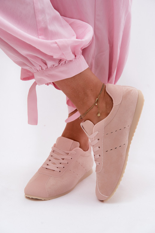 Roze dames sneakers van faux suede Melvelin