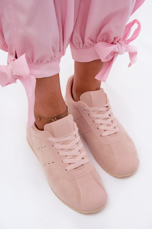 Roze dames sneakers van faux suede Melvelin