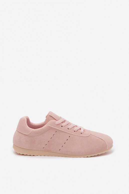 Roze dames sneakers van faux suede Melvelin