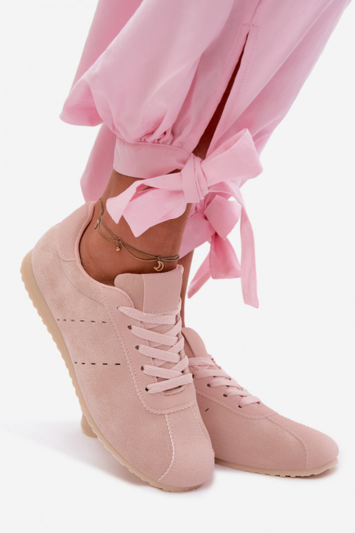 Roze dames sneakers van faux suede Melvelin