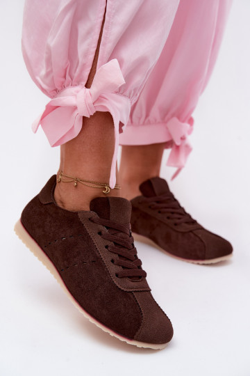 Bruine dames sneakers van faux suede Melvelin