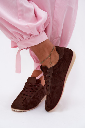 Bruine dames sneakers van faux suede Melvelin 2