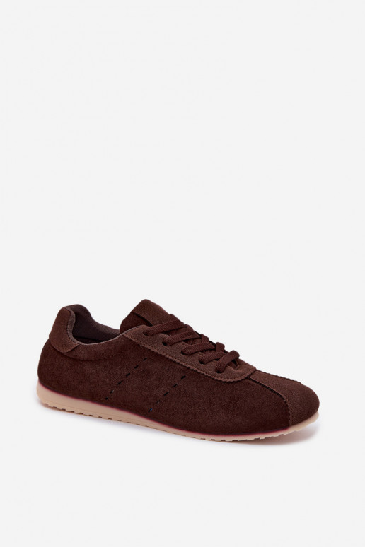 Bruine dames sneakers van faux suede Melvelin