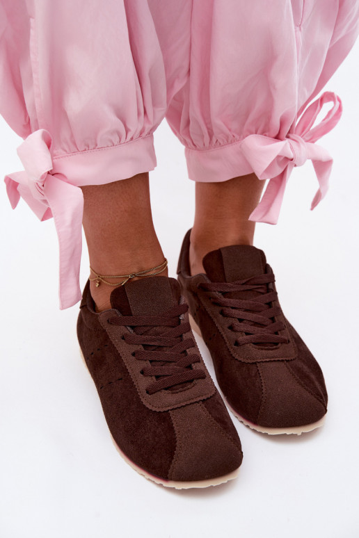 Bruine dames sneakers van faux suede Melvelin