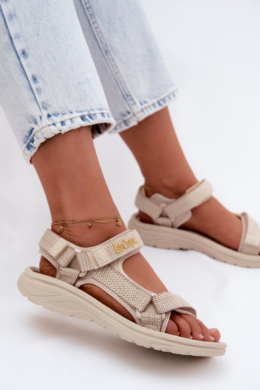 Zandkleurige dames sandalen Lee Cooper LCIN-26-34-4431L