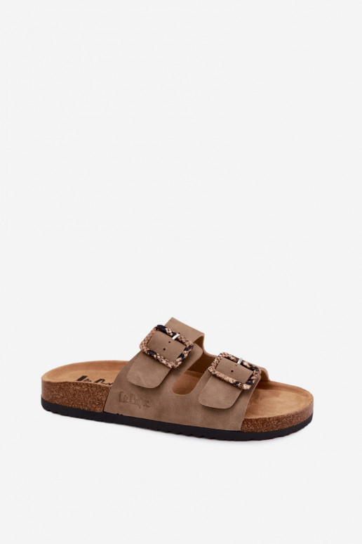 Khaki dames slippers met gespen Lee Cooper LCIN-26-35-4451L