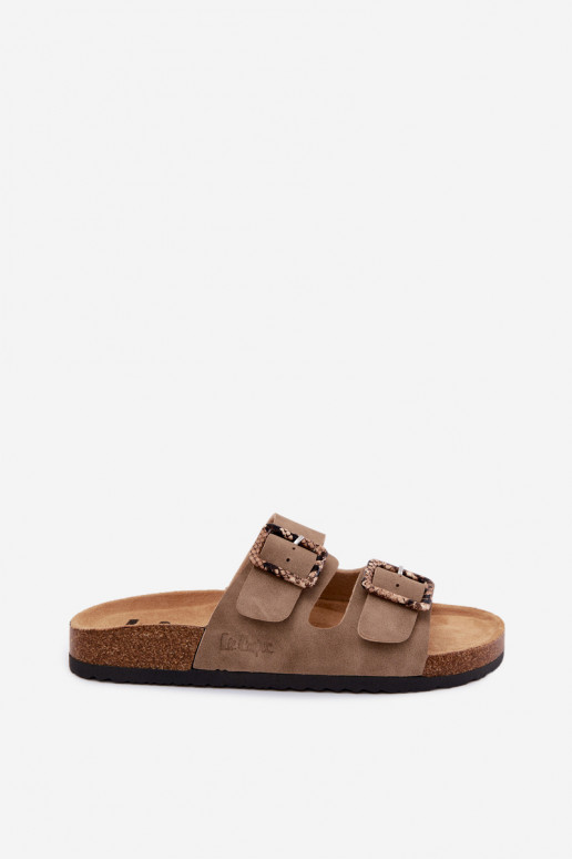 Khaki dames slippers met gespen Lee Cooper LCIN-26-35-4451L