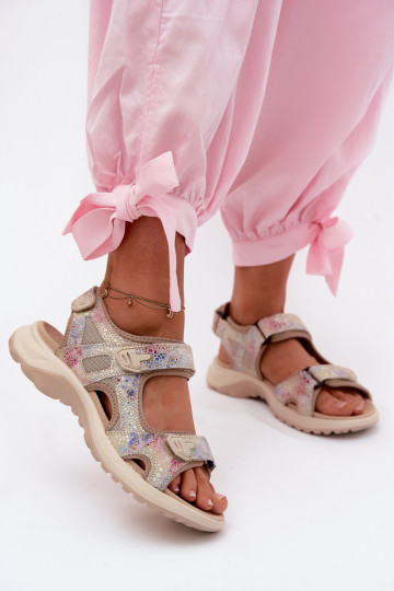Multikleurige gemusterde leren dames sandalen in sportieve stijl Morenia 2