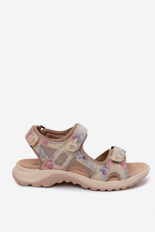 Multikleurige gemusterde leren dames sandalen in sportieve stijl Morenia