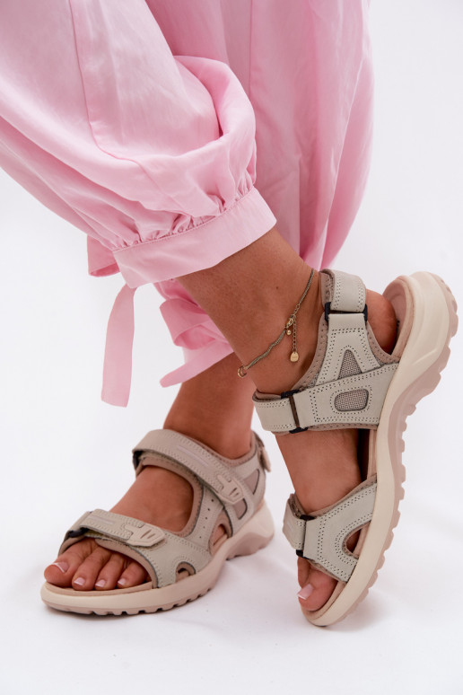 Zandkleurige dames sandalen in sportieve stijl Morenia